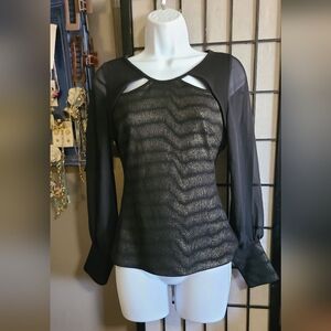 Elegant Black Sheer Women's Top sz S